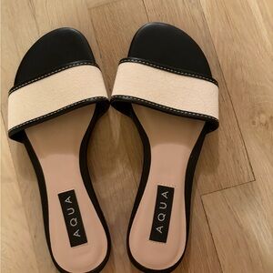 Aqua Women's Elegant Black and Cream Sandals